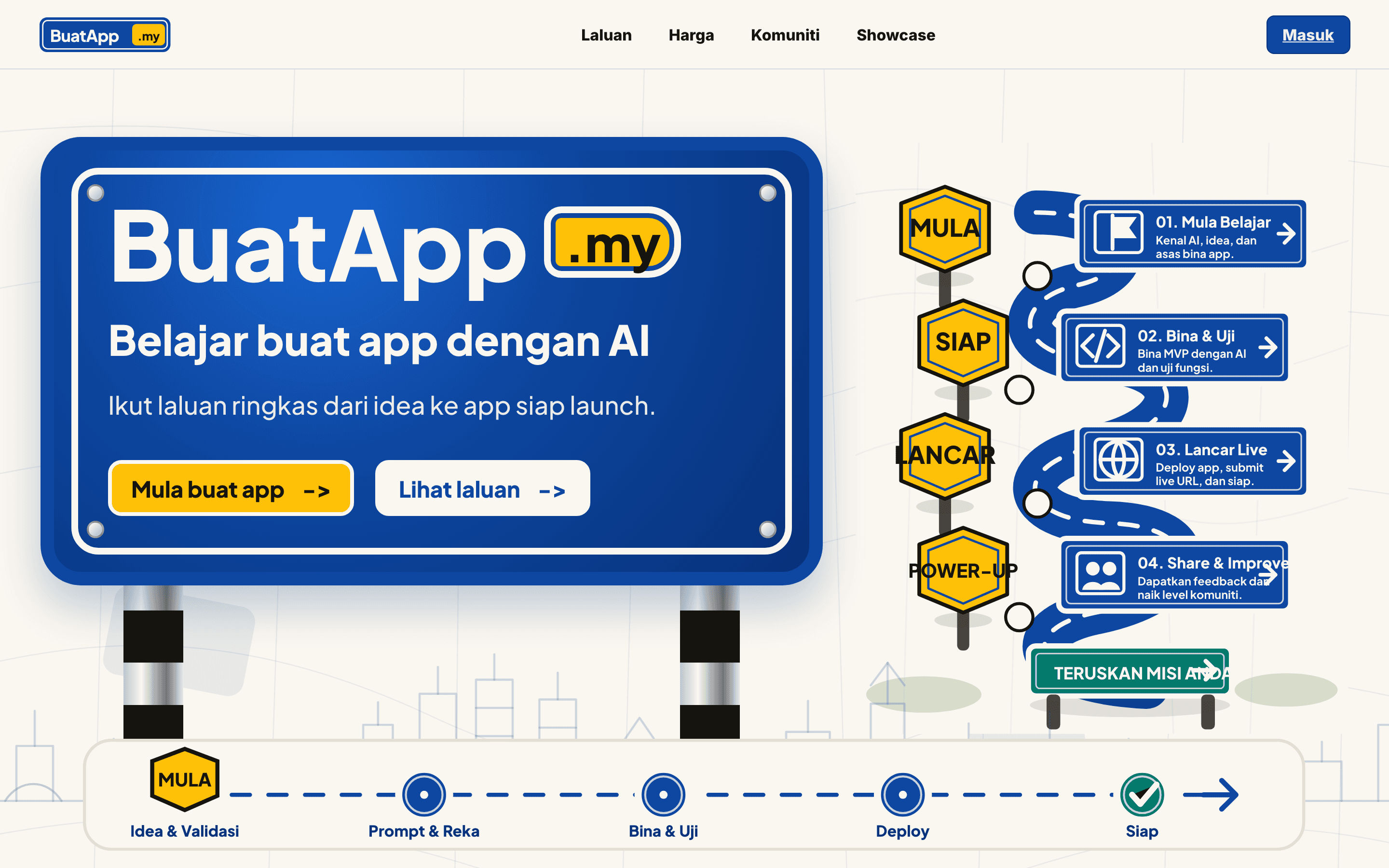 Tangkapan skrin platform BuatApp