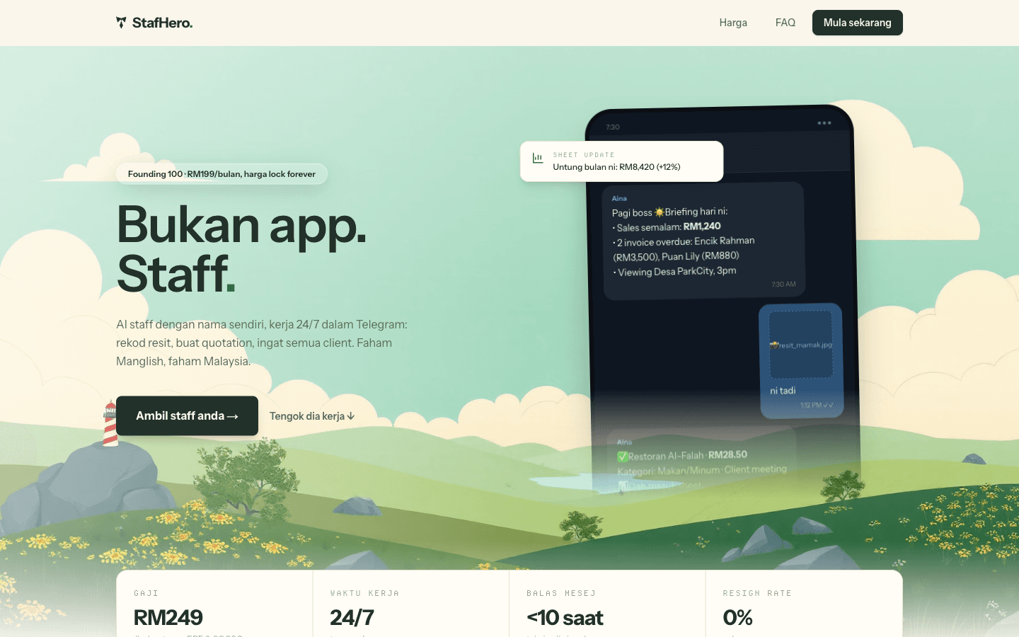 Tangkapan skrin platform StafHero